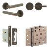 Complete Bari Door Handle Pack - Bathroom Lock (Plain Thumb Turn) - Dark Bronze - 76mm / 4-inch Hinges - JE-D6A2-DB