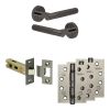Complete Venice Door Handle Pack - Internal Doors - Black Nickel - 76mm / 4-inch Hinges - JE-F3A-BN