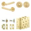 Complete Bari Door Handle Pack - Heavy Duty Tubular Bathroom (Standard Thumb Turn) - Satin Brass - 76mm / 4-inch Hinges - JE-D31A3-SB