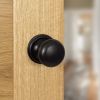 Old English Harrogate Door Knob Pack (Lock Set - Horizontal Sashlock, 3" Fire Rated Hinges x3) - Matt Black