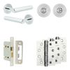 Complete Hex Door Handle Pack - Bathroom Lock (Standard Thumb Turn) - Polished Chrome - 65mm / 4-inch Hinges - JE-C5A3-PC