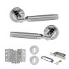 STATUS Dakota Door Handle Pack (3 Lever Lock Set - 2.5" CE Sashlock, 3" Fire Rated Hinges x3) - Satin Chrome/Polished Chrome