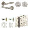 Complete Bari Door Handle Pack - Heavy Duty Tubular Bathroom (Standard Thumb Turn) - Satin Nickel - 76mm / 4-inch Hinges - JE-D31A3-SN