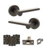 Senza Pari Darrio Door Handle Pack (Latch Set - 3" CE Latch, 4" Fire Rated Hinges x3) - Urban Dark Bronze