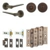 Complete Gio Door Handle Pack - Heavy Duty Tubular Bathroom (Standard Thumb Turn) - Dark Bronze - 76mm / 3-inch Hinges - JE-E31B3-DB