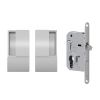 AGB Wave Flush Pocket Door Handle & Euro Profile Lock Set - Satin Chrome