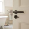 Complete Bari Door Handle Pack - Bathroom Lock (Plain Thumb Turn) - Dark Bronze - 76mm / 4-inch Hinges - JE-D6A2-DB