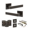 STATUS Montana Door Handle Pack (3 Lever Lock Set - 3" CE Sashlock, 3" Fire Rated Hinges x3) - Urban Dark Bronze