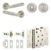 Complete Bloom Door Handle Pack - Heavy Duty Tubular Bathroom (Standard Thumb Turn) - Satin Nickel - 76mm / 4-inch Hinges - JE-B31A3-SN