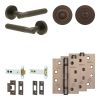 Complete Venice Door Handle Pack - Heavy Duty Tubular Bathroom (Standard Thumb Turn) - Dark Bronze - 102mm / 4-inch Hinges - JE-F32A3-DB