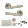 STATUS Carolina Door Handle Pack (Bathroom Set - 2.5" CE Bathroom Lock, 4" Fire Rated Hinges x3) - Satin Nickel
