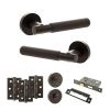 Senza Pari Rosarno Door Handle Pack (Bathroom Set - 2.5" CE Bathroom Lock, 3" Fire Rated Hinges x3) - Urban Dark Bronze