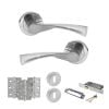STATUS Colorado Door Handle Pack (3 Lever Lock Set - 3" CE Sashlock, 3" Fire Rated Hinges x3) - Satin Chrome