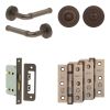 Complete Midtown Door Handle Pack - Bathroom Lock (Standard Thumb Turn) - Dark Bronze - 65mm / 3-inch Hinges - JE-G5B3-DB