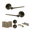 Senza Pari Laviano Door Handle Pack (Bathroom Set - 2.5" CE Bathroom Lock, 4" Fire Rated Hinges x3) - Antique Brass