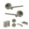Senza Pari Darrio Door Handle Pack (Bathroom Set - 2.5" CE Bathroom Lock, 4" Slim Knuckle Hinges x2) - Satin Nickel