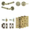 Complete Midtown Door Handle Pack - Heavy Duty Tubular Bathroom (Plain Thumb Turn) - Antique Brass - 76mm / 4-inch Hinges - JE-G31A2-AB