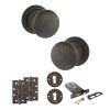 Old English Harrogate Door Knob Pack (Lock Set - Horizontal Sashlock, 4" Slim Knuckle Hinges x2) - Urban Bronze