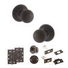 Old English Ripon Door Knob Pack (Bathroom Set - 4" Deadbolt, 4" Slim Knuckle Hinges x2) - Urban Dark Bronze