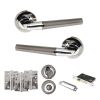 STATUS Tennessee Door Handle Pack (Bathroom Set - 2.5" CE Bathroom Lock, 4" Fire Rated Hinges x3) - Black Nickel/Polished Chrome