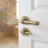 Complete Midtown Door Handle Pack - Bathroom Lock (Plain Thumb Turn) - Antique Brass - 76mm / 4-inch Hinges - JE-G6A2-AB
