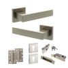 Senza Pari Panetti Door Handle Pack (Euro Lock Set - 3" CE Sashlock, 4" Slim Knuckle Hinges x2) - Satin Nickel