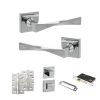 Senza Pari Guido Door Handle Pack (Bathroom Set - 2.5" CE Bathroom Lock, 4" Slim Knuckle Hinges x2) - Polished Chrome