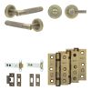 Complete Bari Door Handle Pack - Heavy Duty Tubular Bathroom (Knurled Thumb Turn) - Antique Brass - 102mm / 3-inch Hinges - JE-D32B1-AB