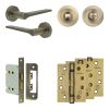 Complete Gio Door Handle Pack - Bathroom - Antique Brass - By Frelan Hardware - JE-E6A3-AB