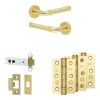 Complete Midtown Door Handle Pack - Heavy Duty Latch - Satin Brass - 102mm / 3-inch Hinges - JE-G22B-SB