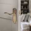 Old English Warwick Door Handle Pack (Latch Set - 2.5" CE Latch, 4" Slim Knuckle Hinges x2) - Antique Brass