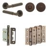 Complete Bloom Door Handle Pack - Bathroom Lock (Standard Thumb Turn) - Dark Bronze - 65mm / 3-inch Hinges - JE-B5B3-DB