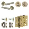 Complete Hex Door Handle Pack - Heavy Duty Tubular Bathroom (Standard Thumb Turn) - Antique Brass - 76mm / 4-inch Hinges - JE-C31A3-AB