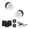 Old English Skipton Door Knob Pack (Lock Set - Horizontal Sashlock, 4" Fire Rated Hinges x3) - Matt Black