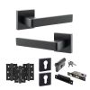 STATUS Montana Door Handle Pack (Euro Lock Set - 2.5" CE Sashlock, 3" Fire Rated Hinges x3) - Matt Black