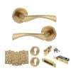 STATUS Colorado Door Handle Pack (Euro Lock Set - 2.5" CE Sashlock, 4" Fire Rated Hinges x3) - Satin Brass