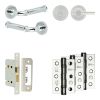 Complete Classic Door Handle Pack - Bathroom Lock (Plain Thumb Turn) - Polished Chrome - 65mm / 3-inch Hinges - JE-A5B2-PC