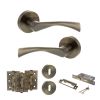 STATUS Colorado Door Handle Pack (3 Lever Lock Set - 2.5" CE Sashlock, 3" Fire Rated Hinges x3) - Antique Brass