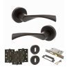 STATUS Colorado Door Handle Pack (3 Lever Lock Set - 2.5" CE Sashlock, 4" Fire Rated Hinges x3) - Urban Dark Bronze