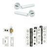 Complete Hex Door Handle Pack - Heavy Duty Latch - Polished Chrome - 64mm / 3-inch Hinges - JE-C20B-PC
