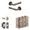 Complete Classic Door Handle Pack - Heavy Duty Latch - Dark Bronze - 76mm / 3-inch Hinges - JE-A21B-DB