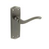 Old English Warwick Latch Lever Door Handle on Backplate - Matt Gun Metal (Pair)