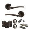 STATUS Indiana Door Handle Pack (Euro Lock Set - 3" CE Sashlock, 3" Fire Rated Hinges x3) - Urban Dark Bronze