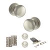 Old English Harrogate Door Knob Pack (Lock Set - Horizontal Sashlock, 4" Slim Knuckle Hinges x2) - Satin Nickel