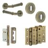 Complete Classic Door Handle Pack - Sashlock - Antique Brass - 65mm / 3-inch Hinges - JE-A7B8-AB