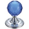 Zoo Hardware Glass Ball Mortice Knob - Facetted 55mm - Polished Chrome / Blue Glass