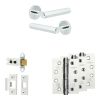 Complete Hex Door Handle Pack - Heavy Duty Latch - Polished Chrome - 64mm / 4-inch Hinges - JE-C20A-PC