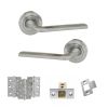 Eco Surf Door Handle Pack (Latch Set - 2.5" CE Latch, 3" Fire Rated Hinges x3) - Satin Chrome