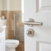 Complete Midtown Door Handle Pack - Bathroom Lock (Standard Thumb Turn) - Satin Nickel - 65mm / 3-inch Hinges - JE-G5B3-SN