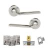 Eco Surf Door Handle Pack (Latch Set - 2.5" CE Latch, 4" Fire Rated Hinges x3) - Polished Chrome